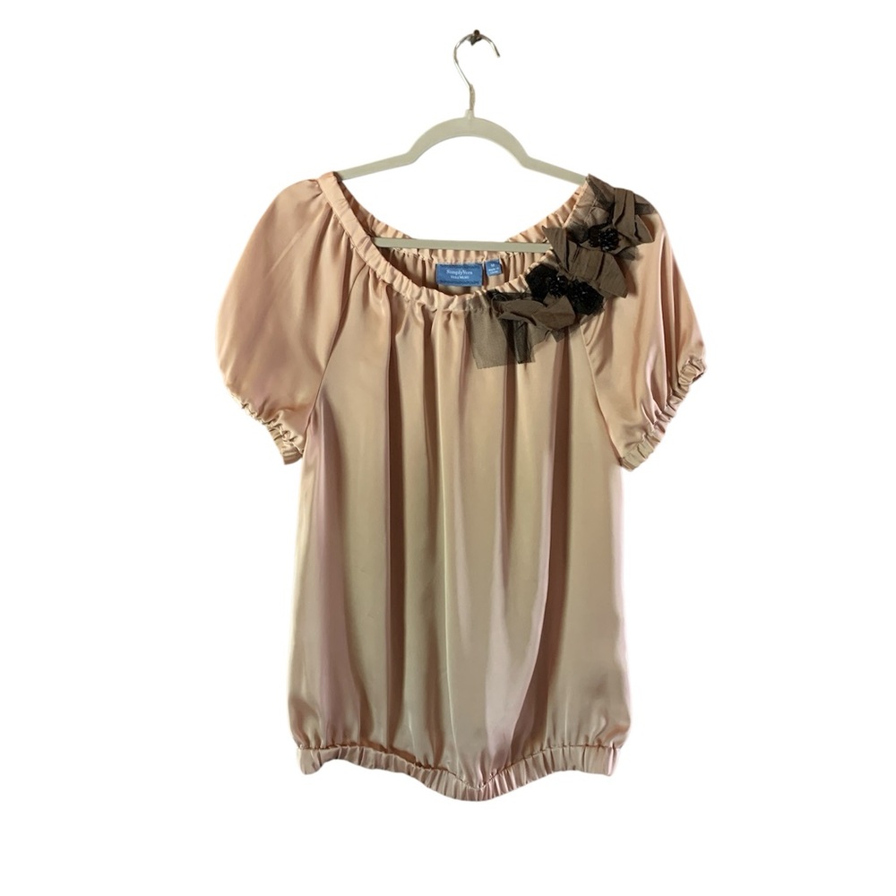 Simply Vera Vera Wang womens top satin silky embellished size medium Y2K party